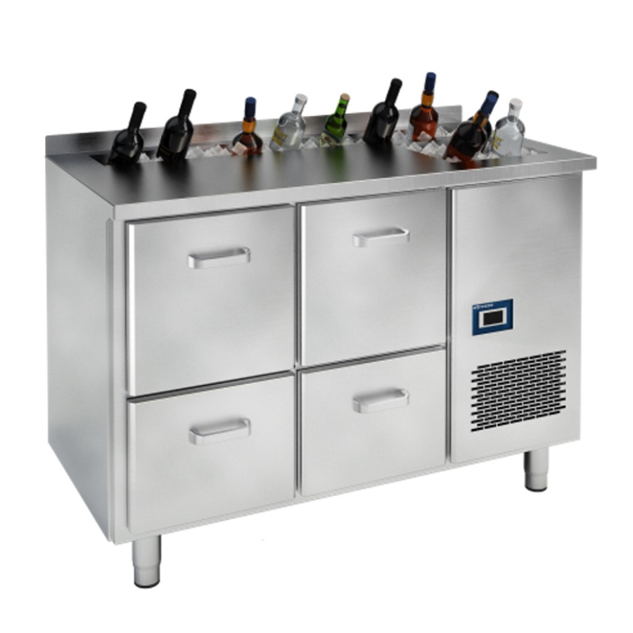 REFRIGERATED  BAR COUNTER WITH BOTTLE WELL & ICE WELL