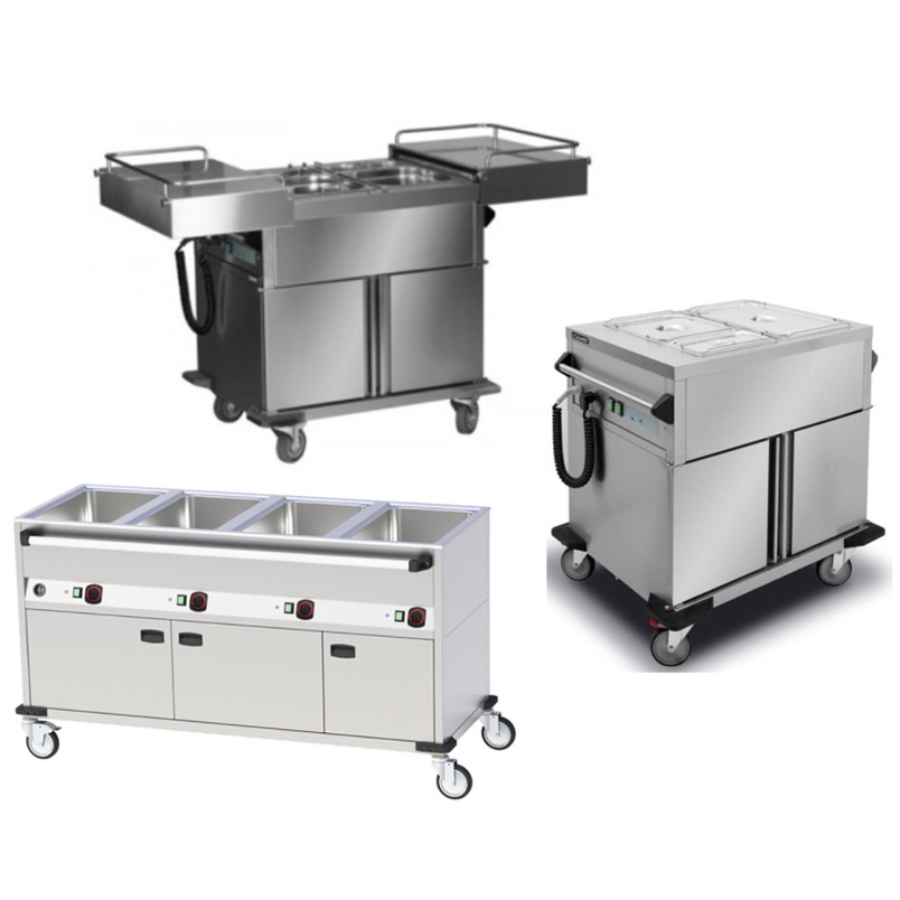 HEATED BAIN MARIE TROLLEYS WITH HEATED CUPBOARD