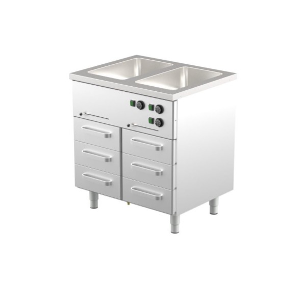 HEATED BAIN MARIES WITH HEATED CUPBOARDS