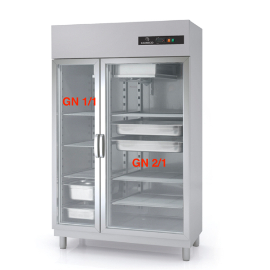 REFRIGERATED CABINET WITH 2 GLASS DOORS GN 1/1 + GN 2/1
