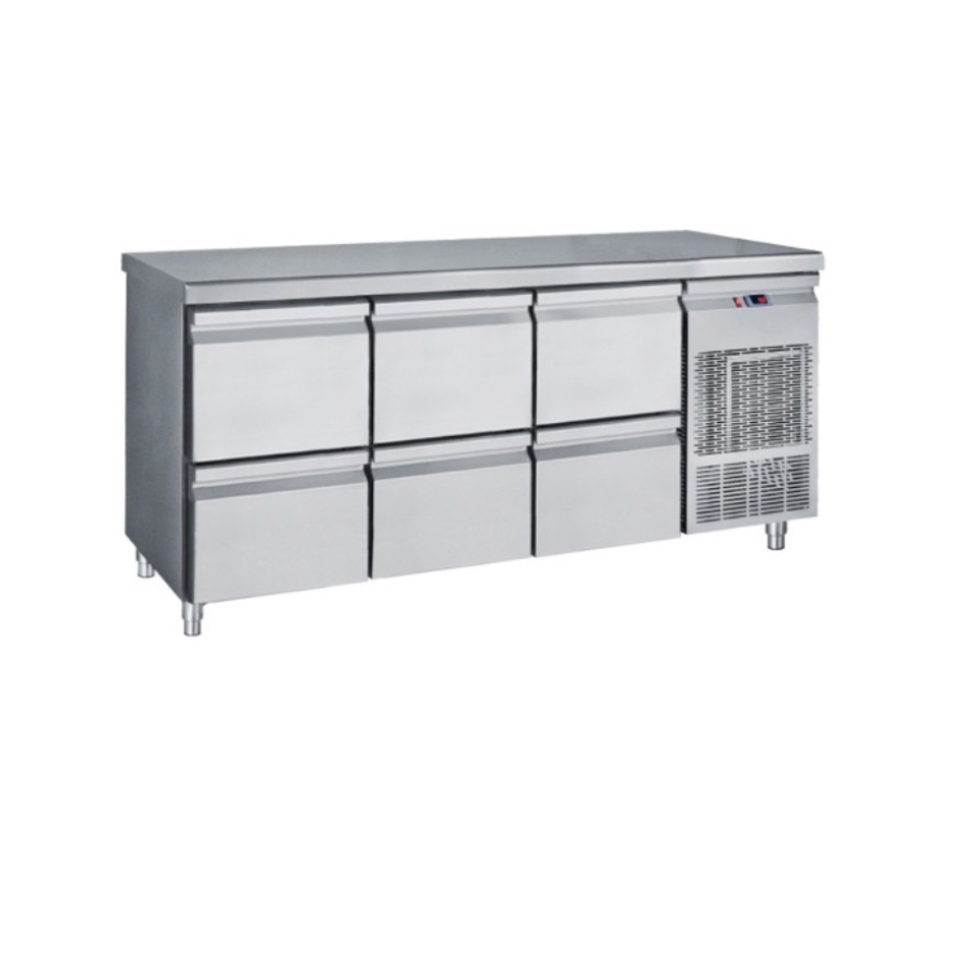 COOLING COUNTER WITH 6 LARGE DRAWERS GN 1/1
