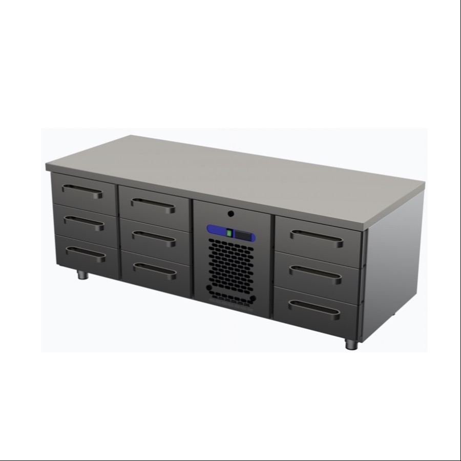 LOW COOLING COUNTER / CHEF BASE WITH 9 DRAWERS