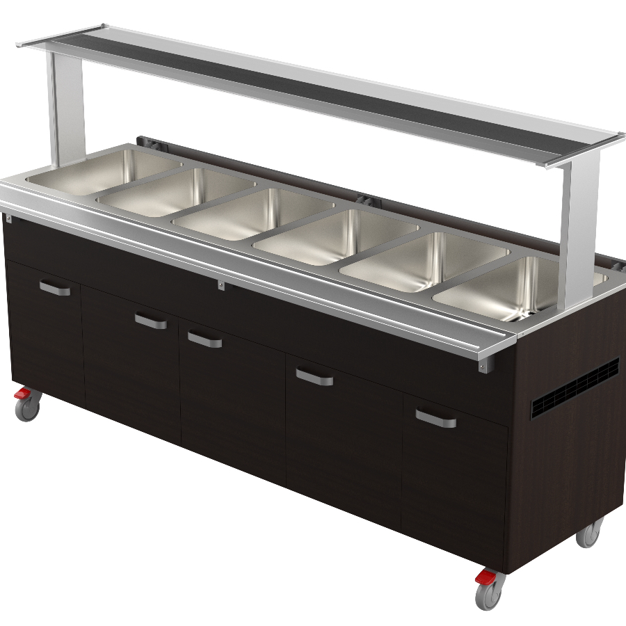 HEATED BAINMARIE TROLLEY 6 x GN 1/1 WITH SNEEZE GUARD