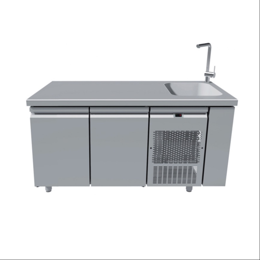 REFRIGERATED COUNTER WITH 2 DOORS AND SINK