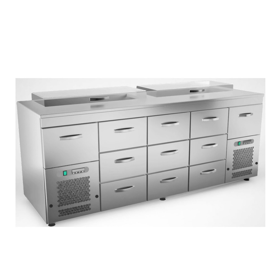 COOLING PREPARATION COUNTER WITH 11 DRAWERS