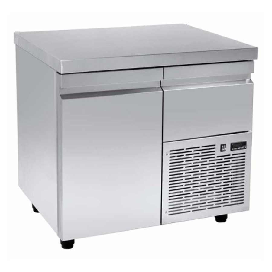REFRIGERATED COUNTER WITH 1 DOOR + 1 DOOR 1/2 ABOVE COMPRESSOR