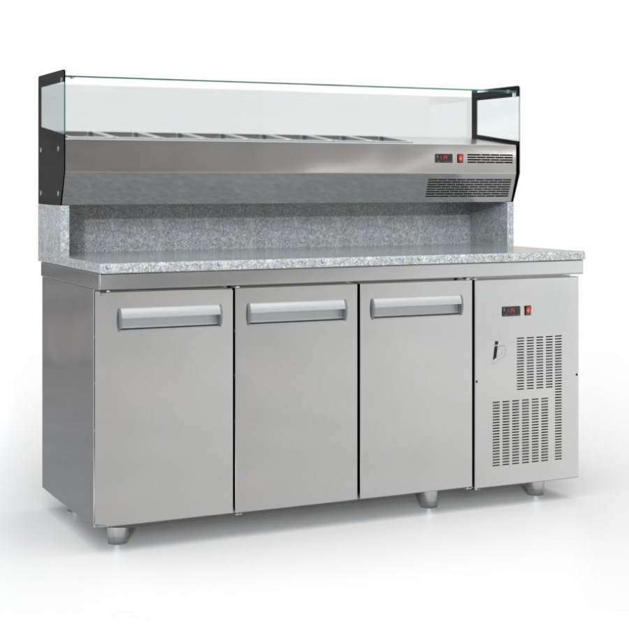 PIZZA PREPARATION COLD COUNTER 3 DOORS WITH DISPLAY