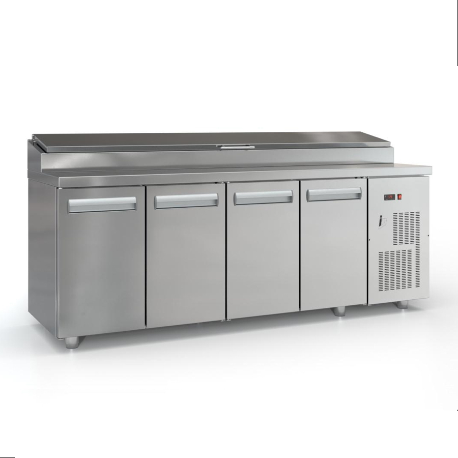 REFRIGERATED PREPARATION COUNTER WITH 4 DRAWERS & COLD WELL 12 x GN 1/4