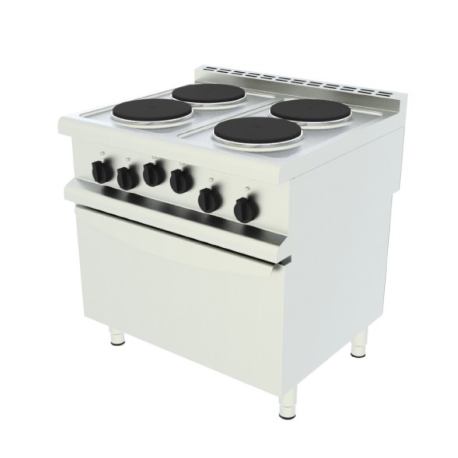 ELECTRIC RANGE 4 ROUND PLATES WITH ELECTRIC OVEN GN 2/1