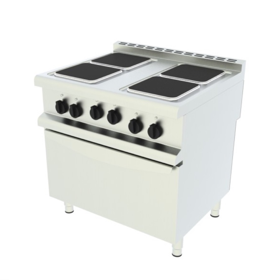 ELECTRIC RANGE 4 PLATES WITH ELECTRIC OVEN GN 2/1