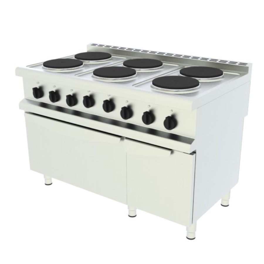 ELECTRIC RANGE WITH 6 ROUND PLATES & ELECTRIC OVEN 2/1GN