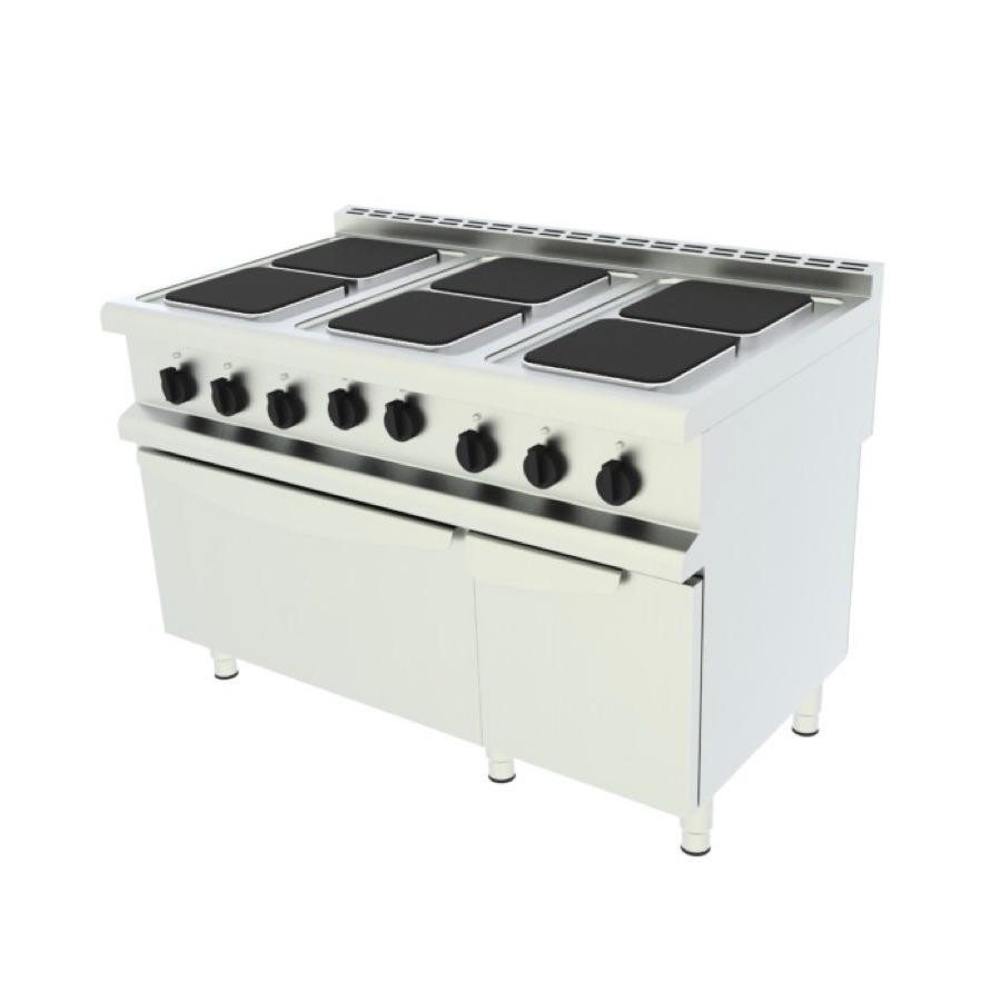 ELECTRIC RANGE 6 PLATES WITH ELECTRIC OVEN 2/1GN