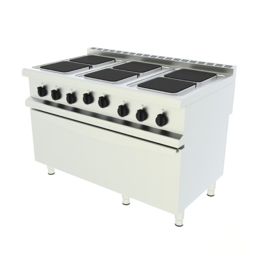 ELECTRIC RANGE  6 PLATES WITH  ELECTRIC OVEN  3/1GN