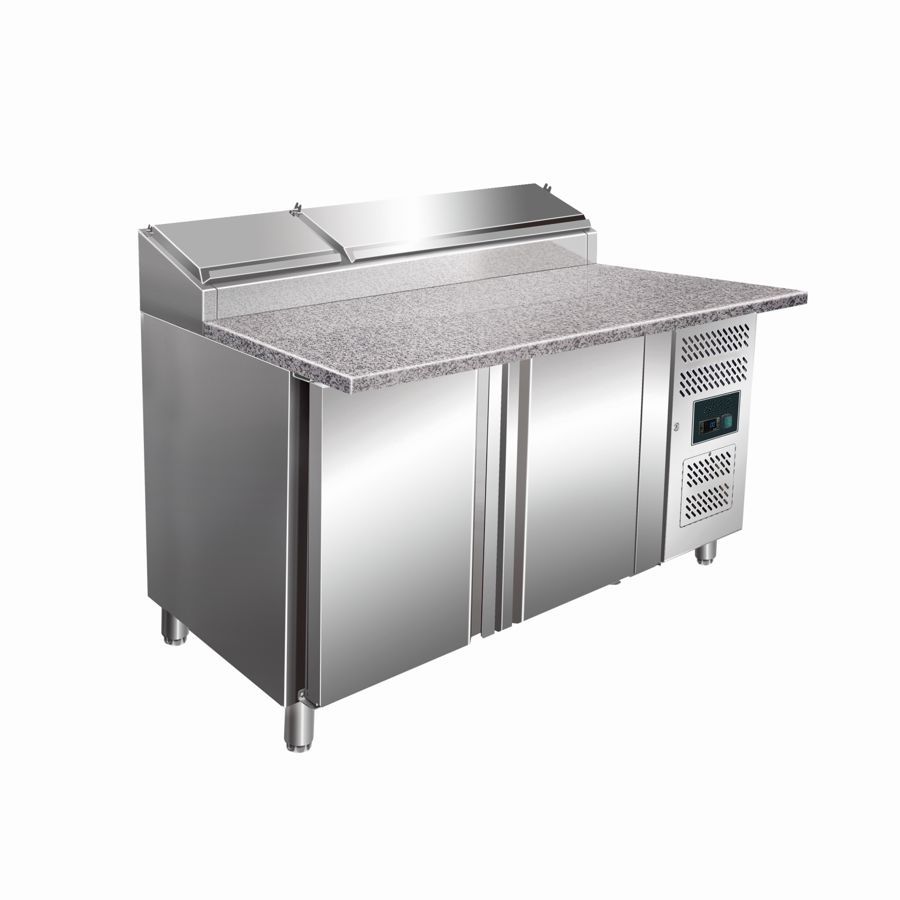 REFRIGERATED PERPARATION COUNTER WITH 2 DOORS AND COLD WELL GN 1/3