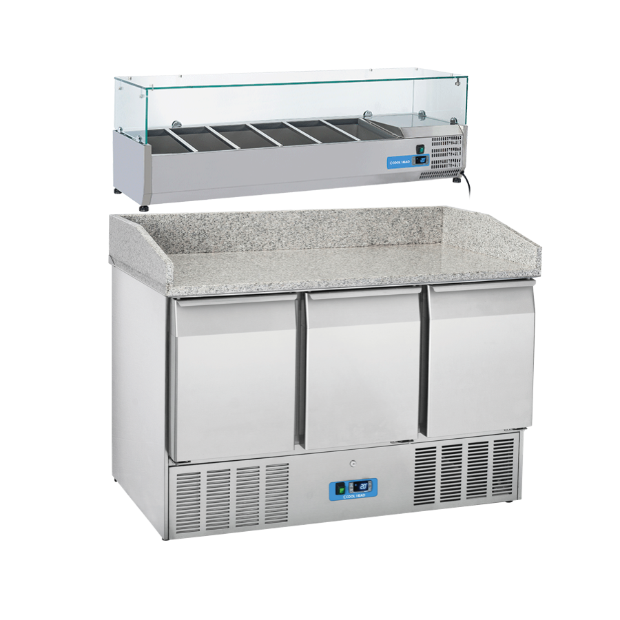 REFRIGERATED PIZZA PREPARATION COUNTER WITH 3 DOORS