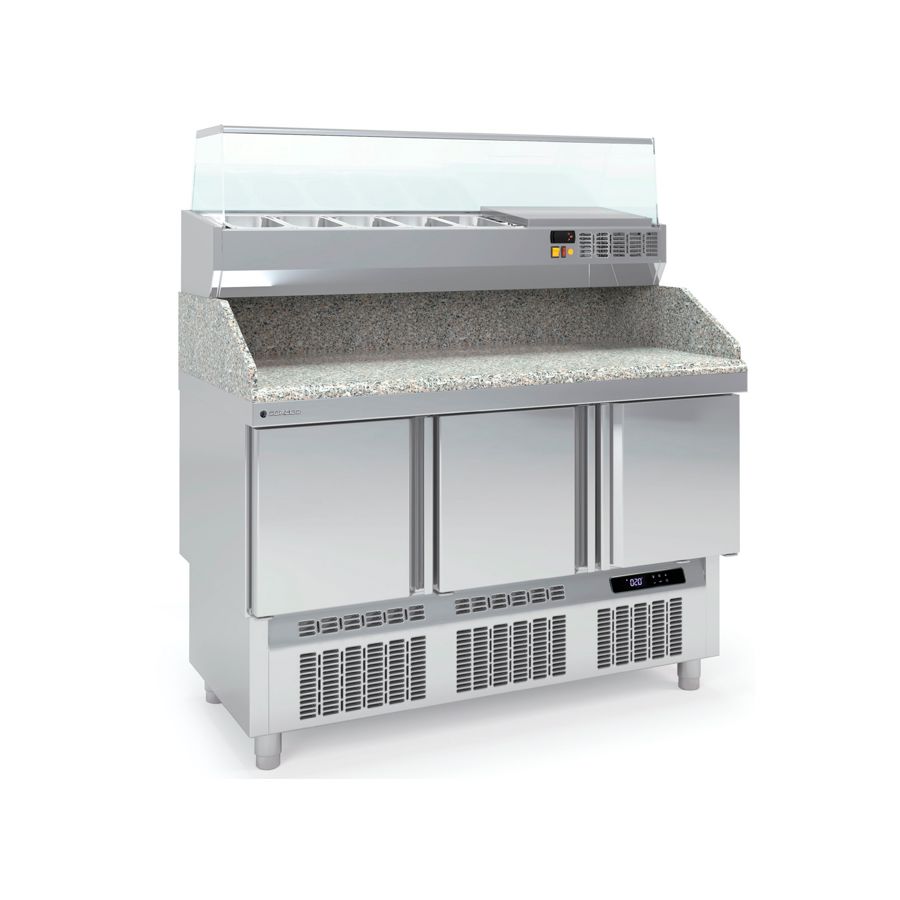REFRIGERATED PIZZA  PREPARATION COUNTER 3 DOORS GN 1/1