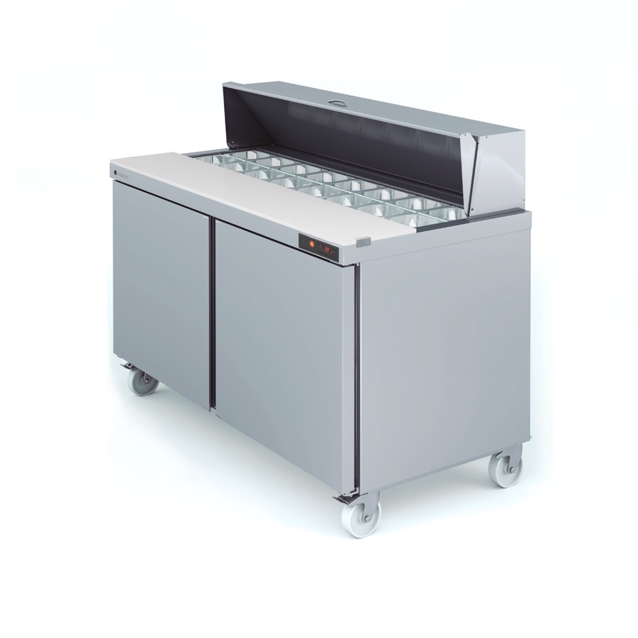 REFRIGERATED PREPARATION COUNTER 2 x DOORS  + COLDWELL 16 x 1/6 GN
