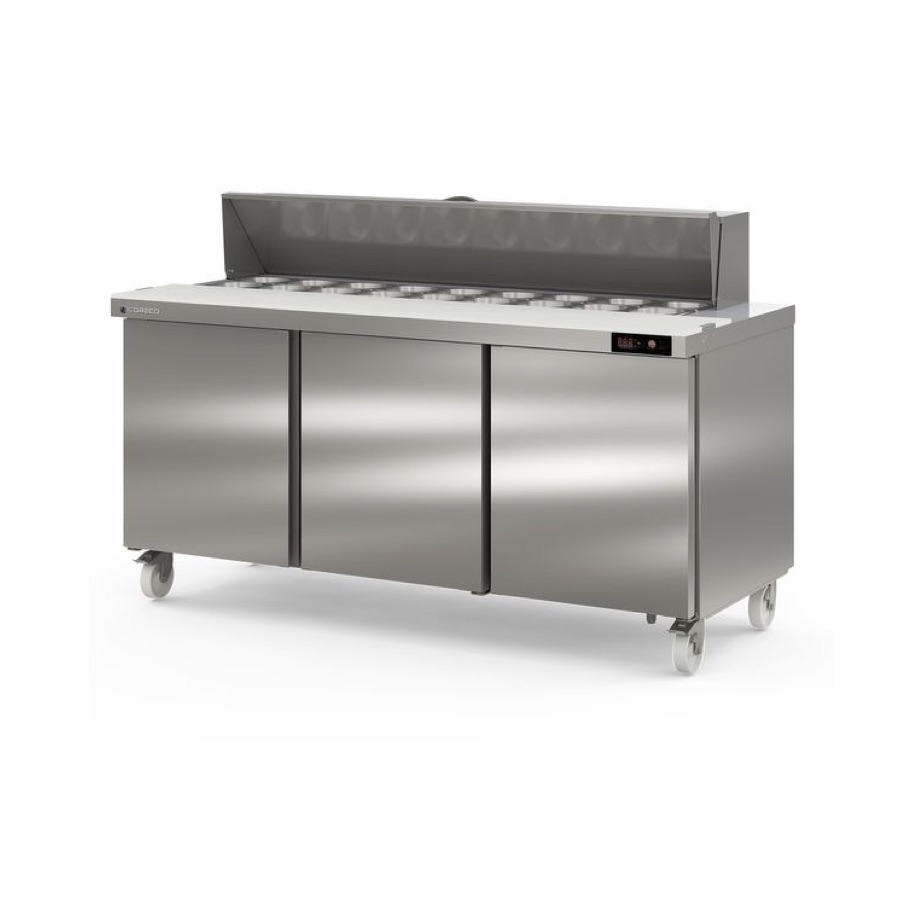 REFRIGERATED PREPARATION COUNTER WITH 3 DOORS & COLD BASIN
