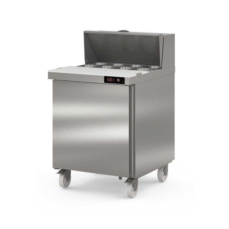 REFRIGERATED PREPARATION COUNTER 1 DOOR  + COLD WELL 8 x GN 1/6