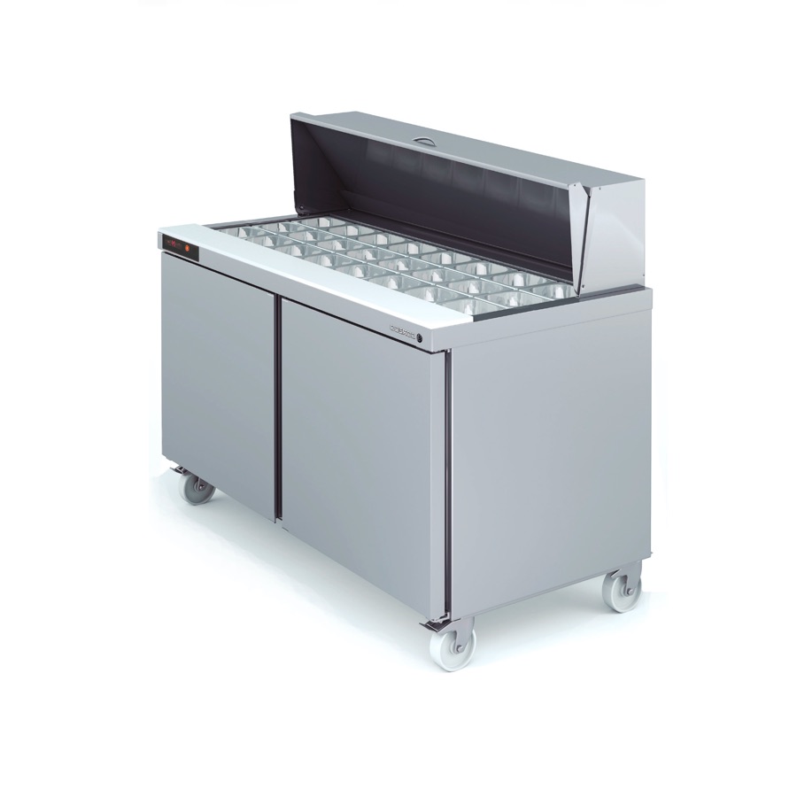REFRIGERATED PREPARATION COUNTER + 2 DOORS + COLDWELL 24 x 1/6 GN