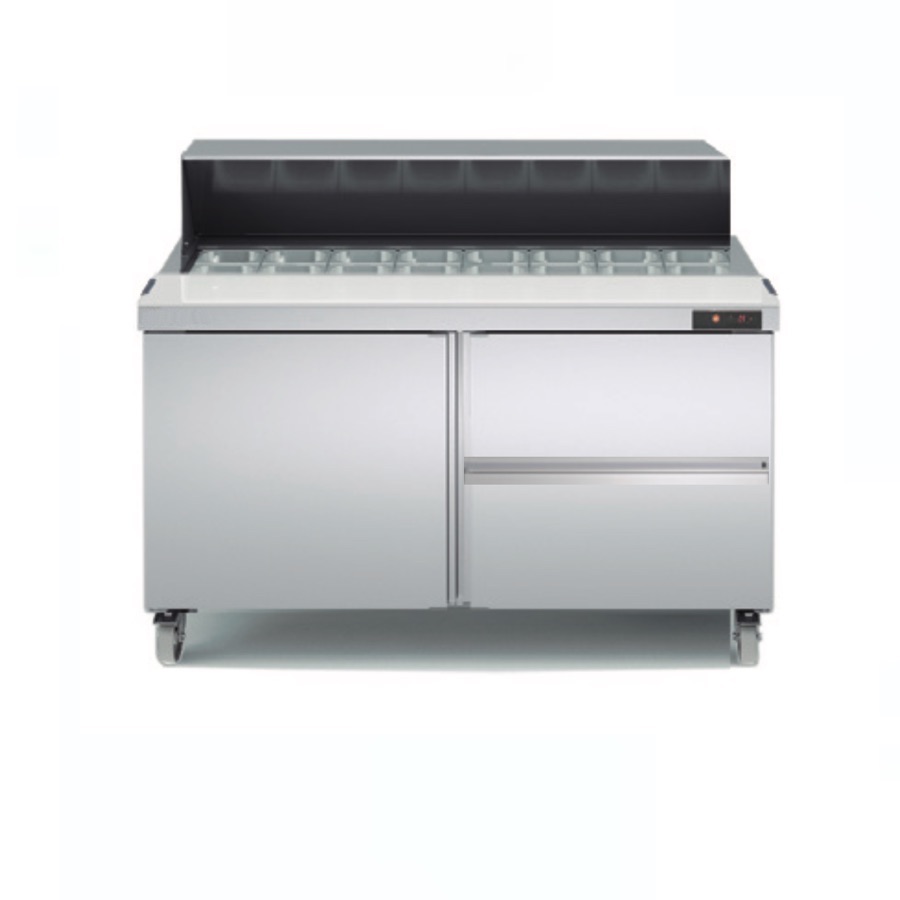REFRIGERATED PREPARATION COUNTER WITH 2 DRAWERS & COLD WELL
