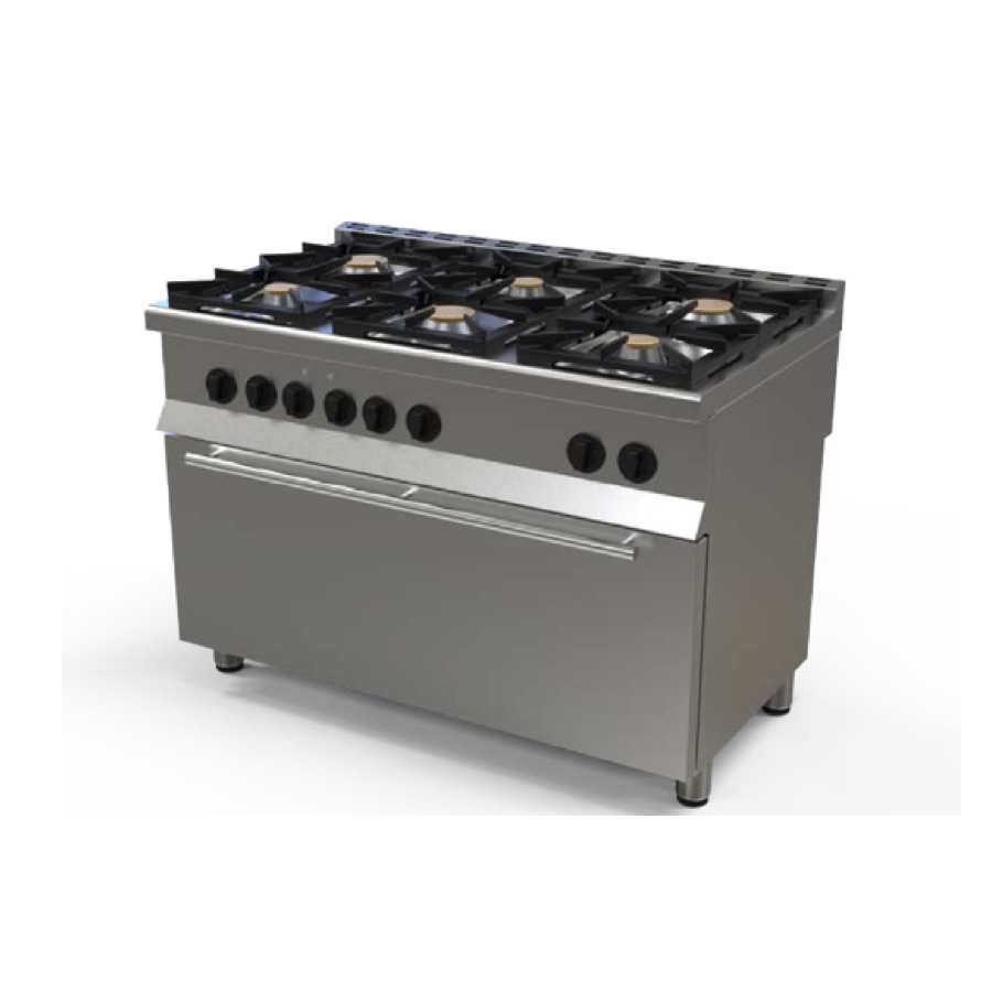GAS RANGE 6 PLATES WITH ELECTRIC OVEN GN 3/1