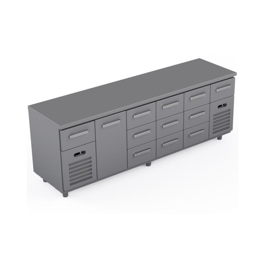 REFRIGERATED COUNTER 1 DOOR + 11 DRAWERS