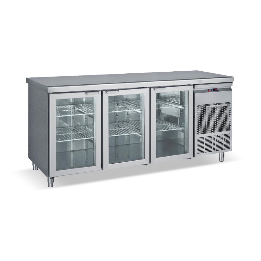 REFRIGERATED COUNTER WITH 3 GLASS DOORS