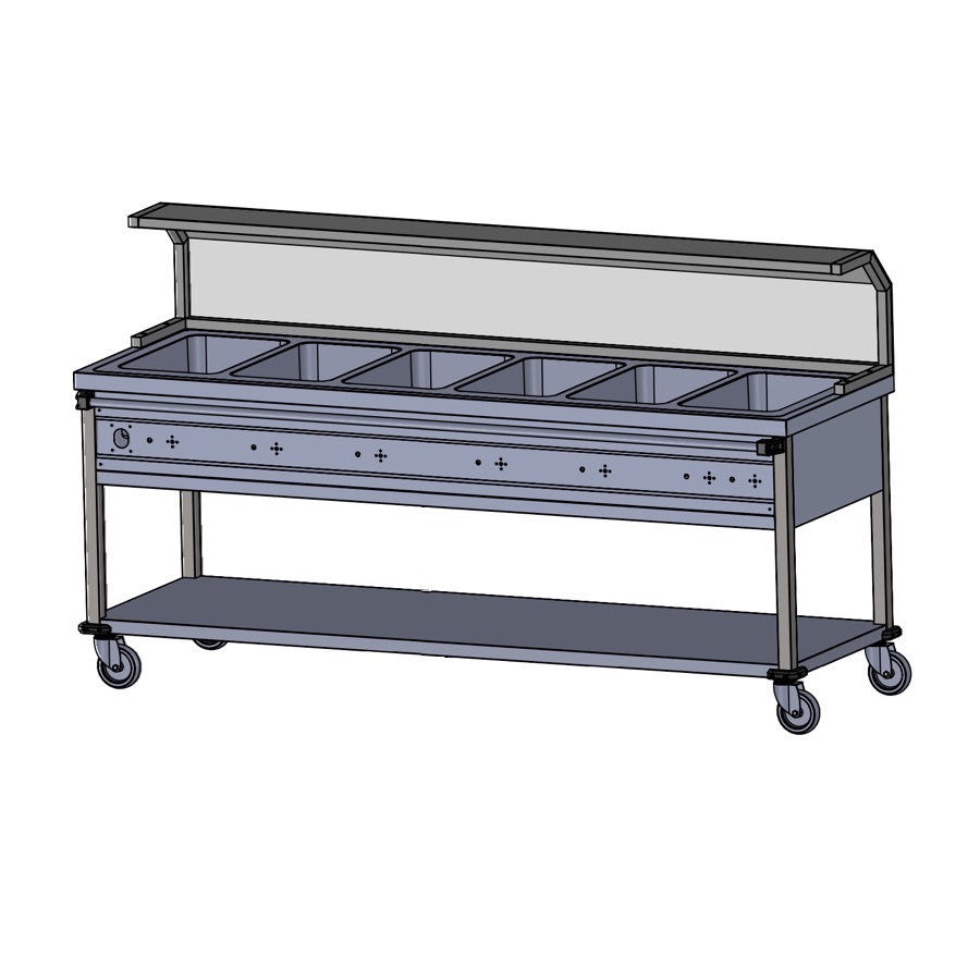 HEATED BAINMARIE TROLLEY 6 GN 1/1 WITH SNEEZE GUARD