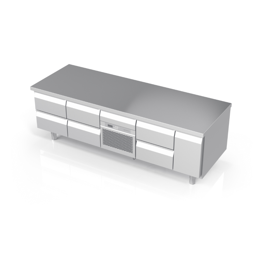 LOW COOLING COUNTER / CHEF BASE WITH 6 DRAWERS + 1 NEUTRAL DRAWER