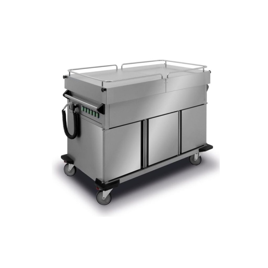 BAIN MARIE TROLEY WITH SLIDING TOP  3 x GN 1/1 & HEATED CABINET