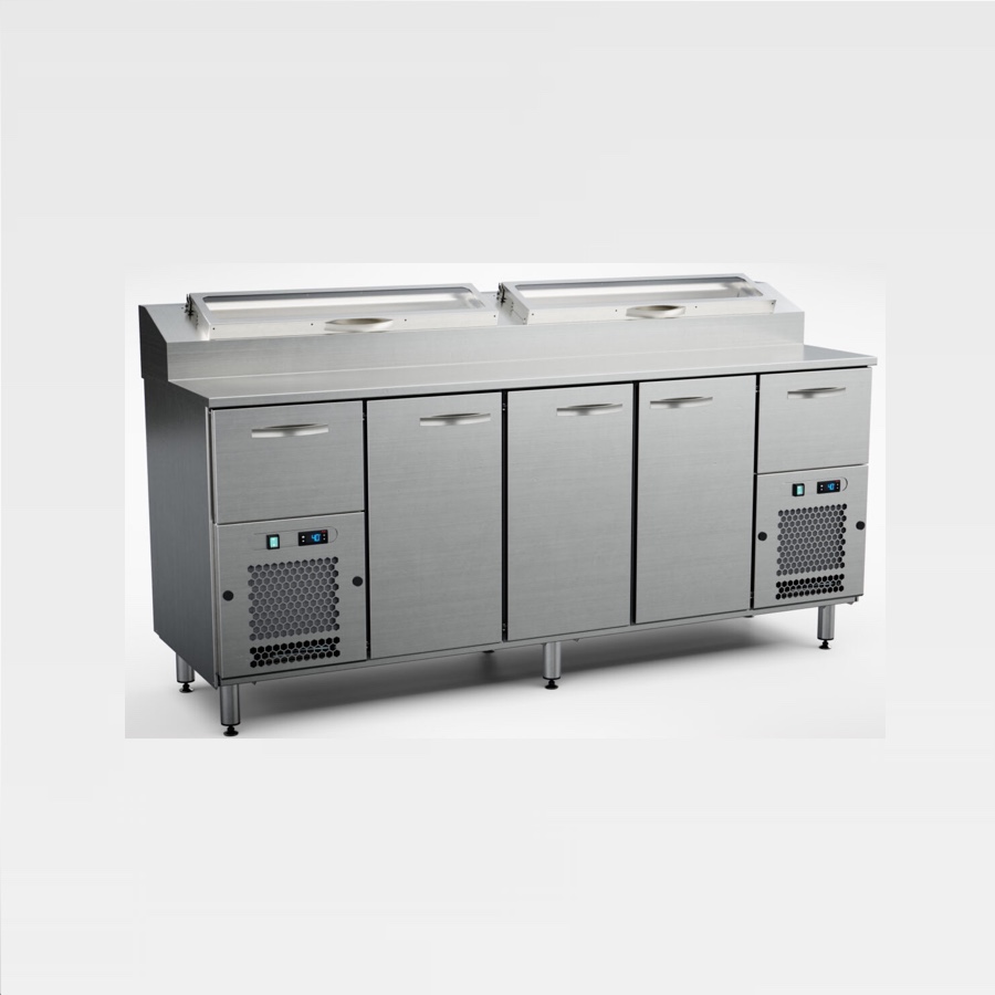 COOLING PREPARATION COUNTER WITH 3 DOORS + 2 DRAWERS