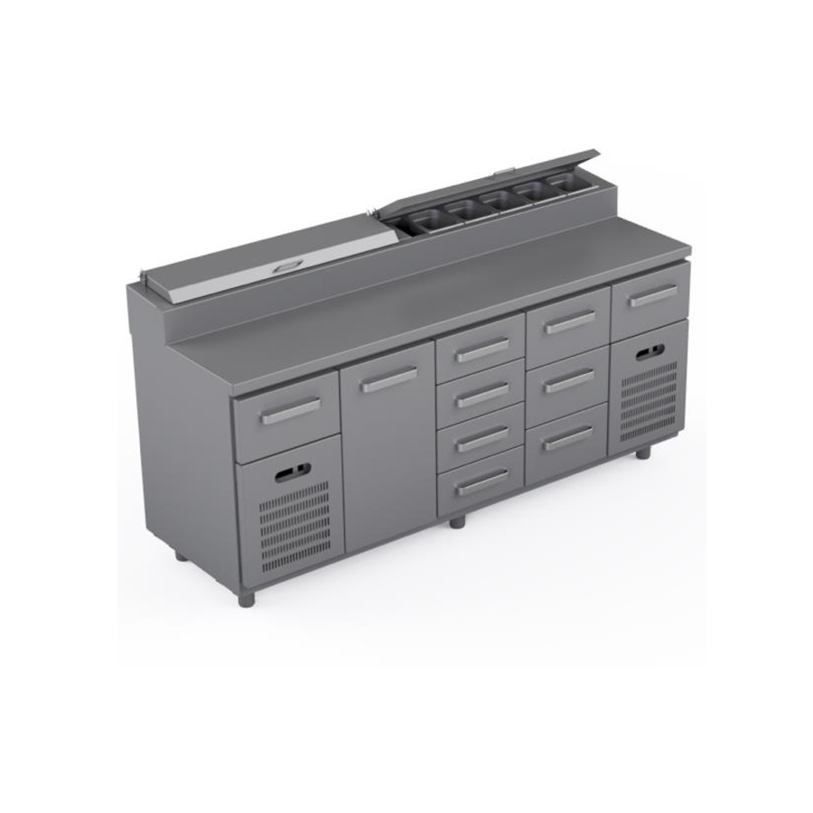 COOLING PREPARATION COUNTER 1 DOOR + 9 DRAWERS