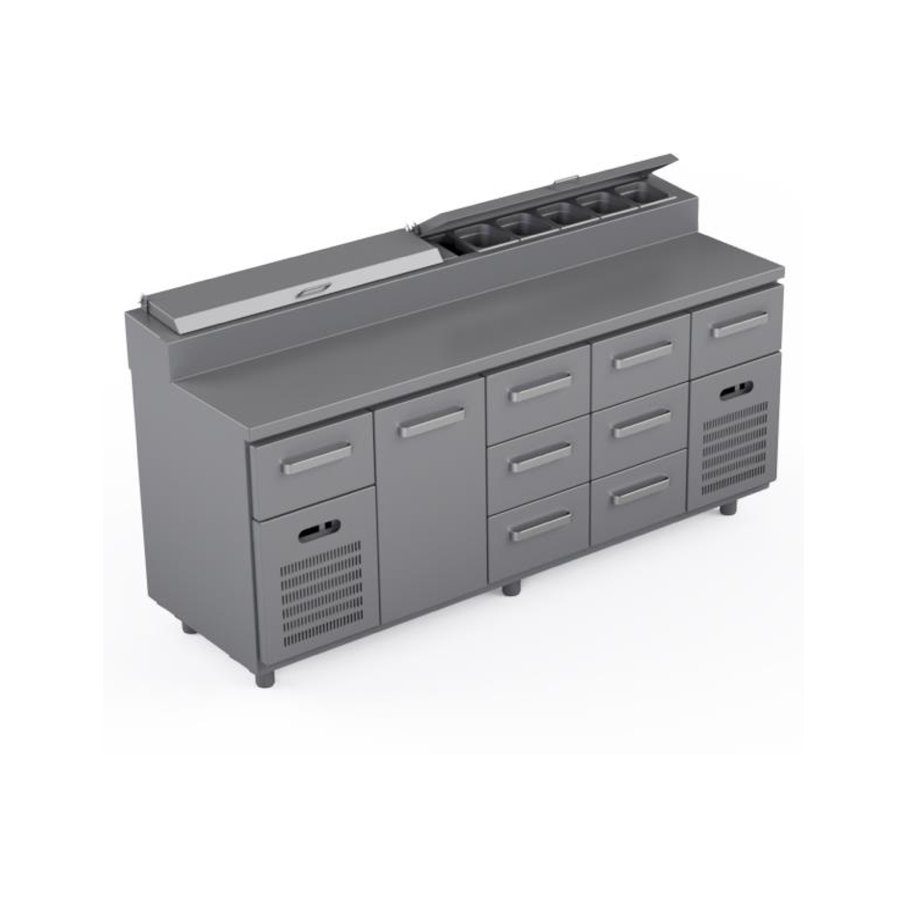 COOLING PREPARATION COUNTER WITH 1 DOOR + 8 DRAWERS