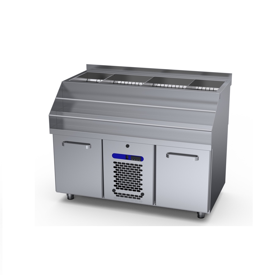 REFRIGERATED BAR COUNTER WITH ICE WELL & BOTTLES BASKET 1200mm