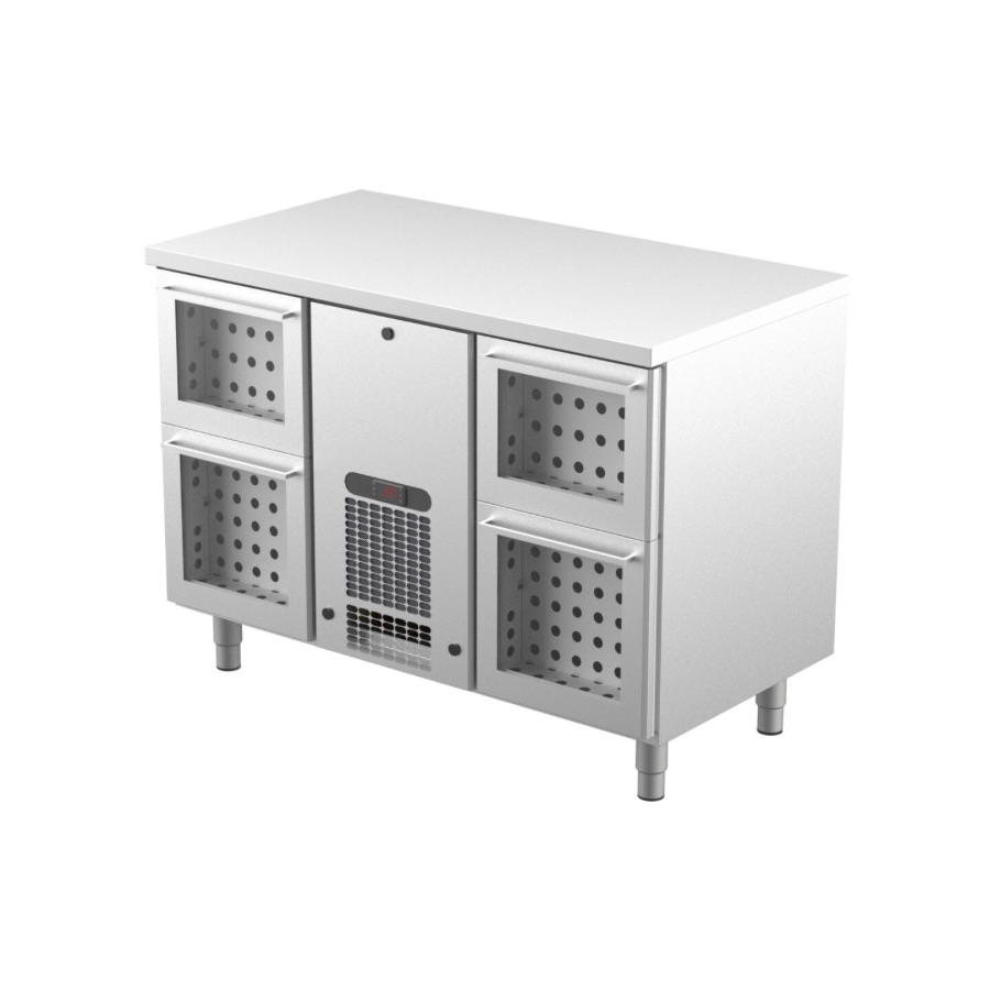 REFRIGERATED BAR COUNTER FOR BEVERAGES WITH GLASS DRAWERS 1200mm
