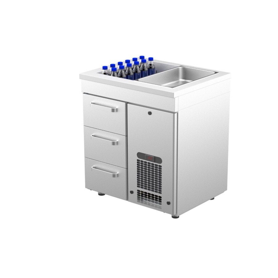 REFRIGERATED COUNTER WITH COLD BASIN 2 GN