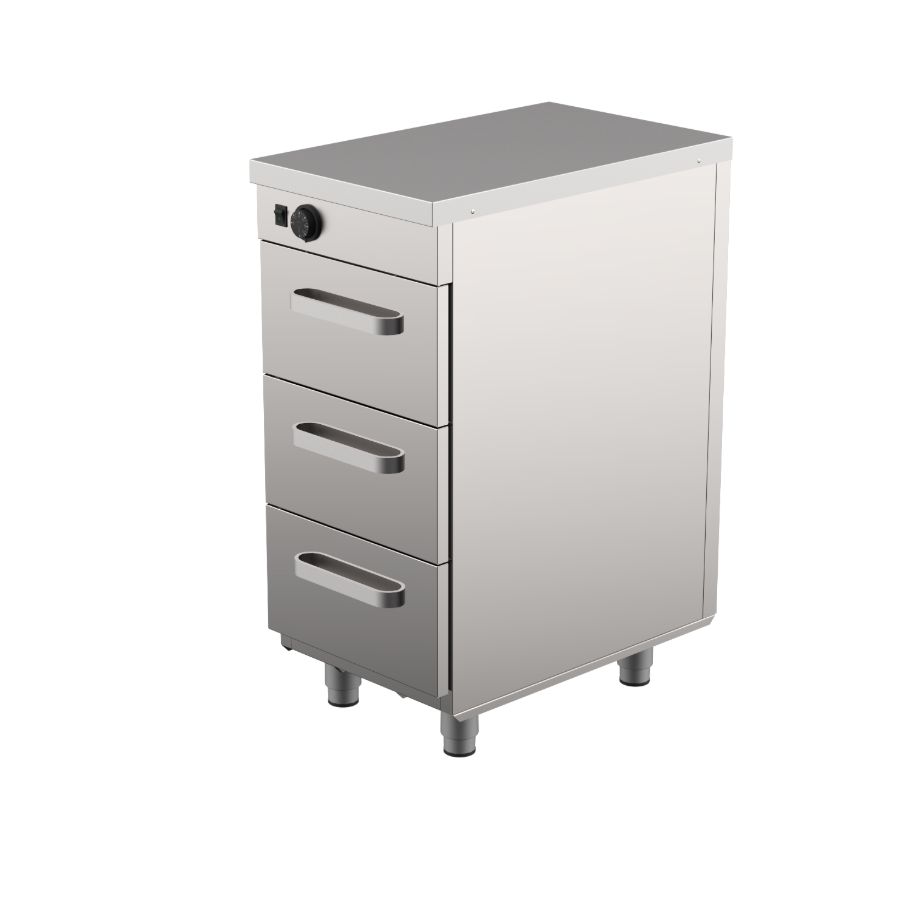 HEATED CUPBOARD WITH 3 DRAWERS