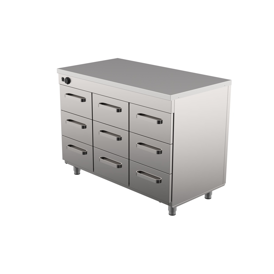 HEATED CUPBOARD WITH 9 DRAWERS