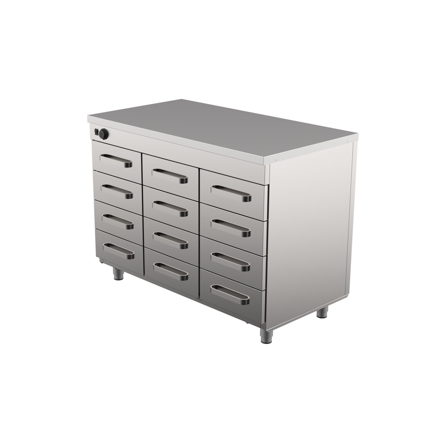 HEATED CUPBOARD WITH 12 DRAWERS
