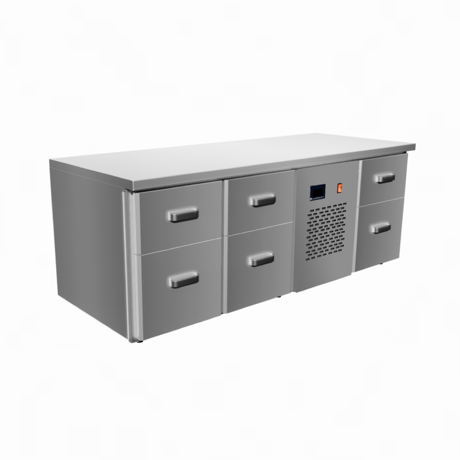 LOW FREEZER COUNTER CHEF BASE WITH 6 DRAWERS