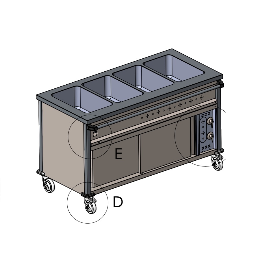 HEATED BAINMARIE TROLLEY WITH HEATED CUPBOARD 4 x GN 1/1