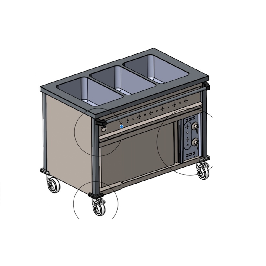 HEATED BAINMARIE TROLLEY WITH HEATED CUPBOARD 3 x GN 1/1