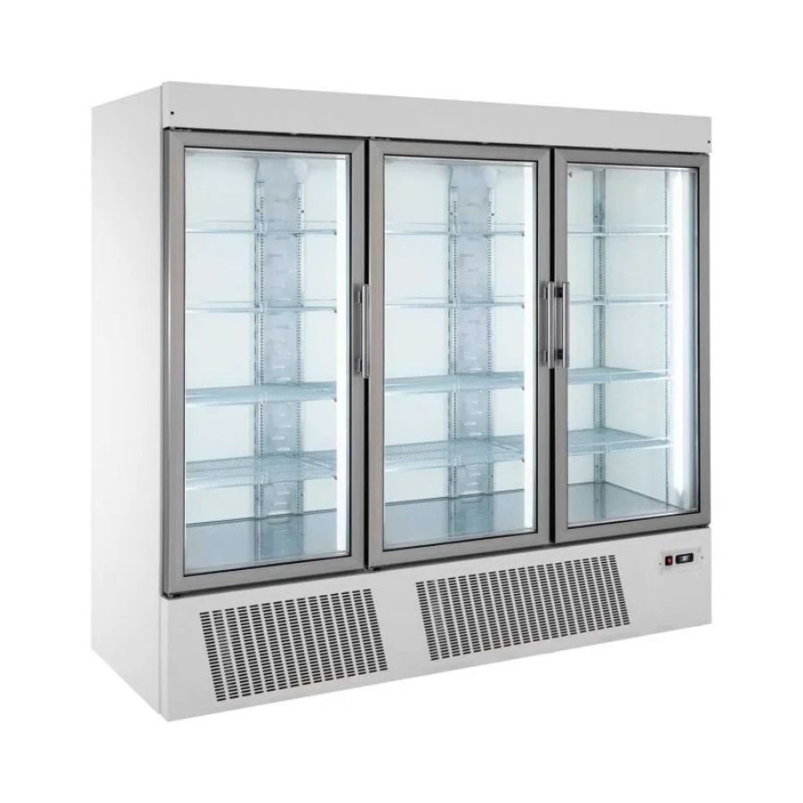 WHITE REFRIGERATED CABINET WITH 3 GLASS DOORS