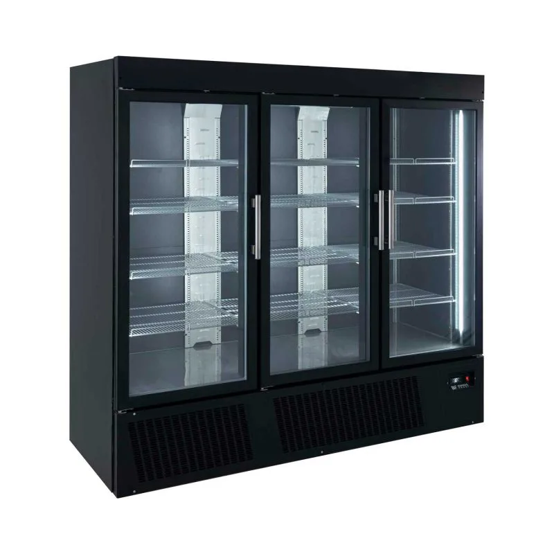 BLACK REFRIGERATED CABINET WITH 3 GLASS DOORS