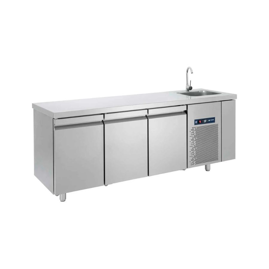 REFRIGERATED COUNTER WITH SINK 3 GN DOORS