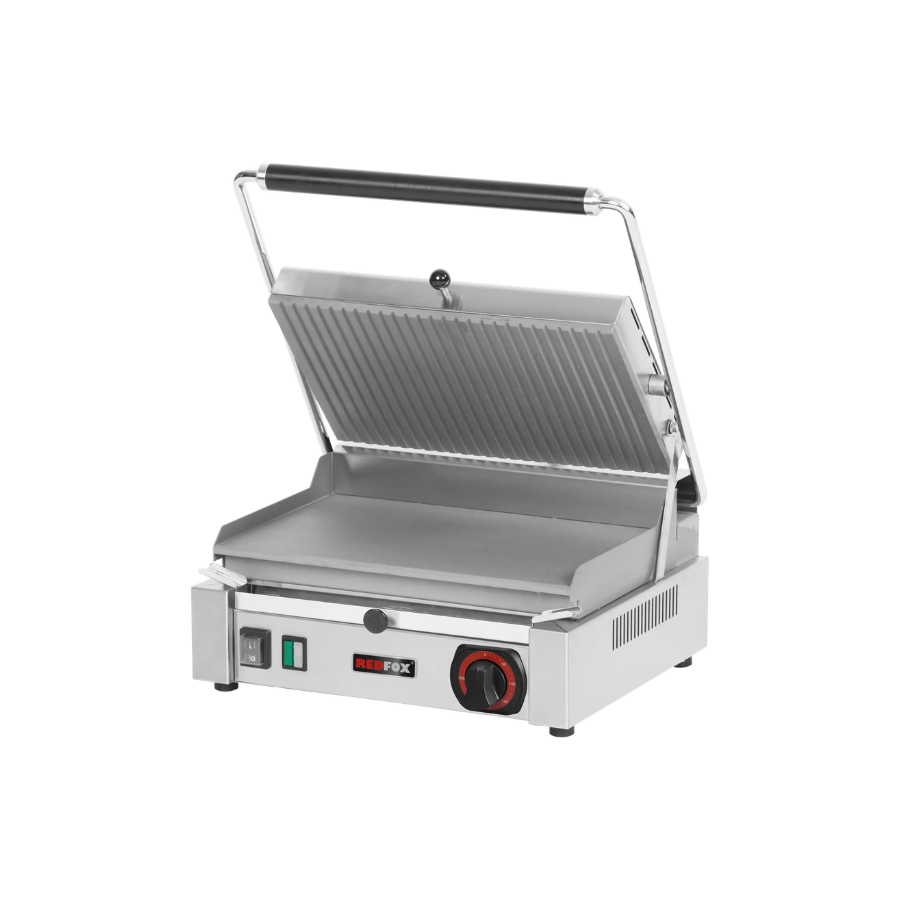 PANINI GRILL SMOOTH ELECTRIC WITH GROOVED TOP PLATE 37X24 230 V | REDFOX - PM 2015 L