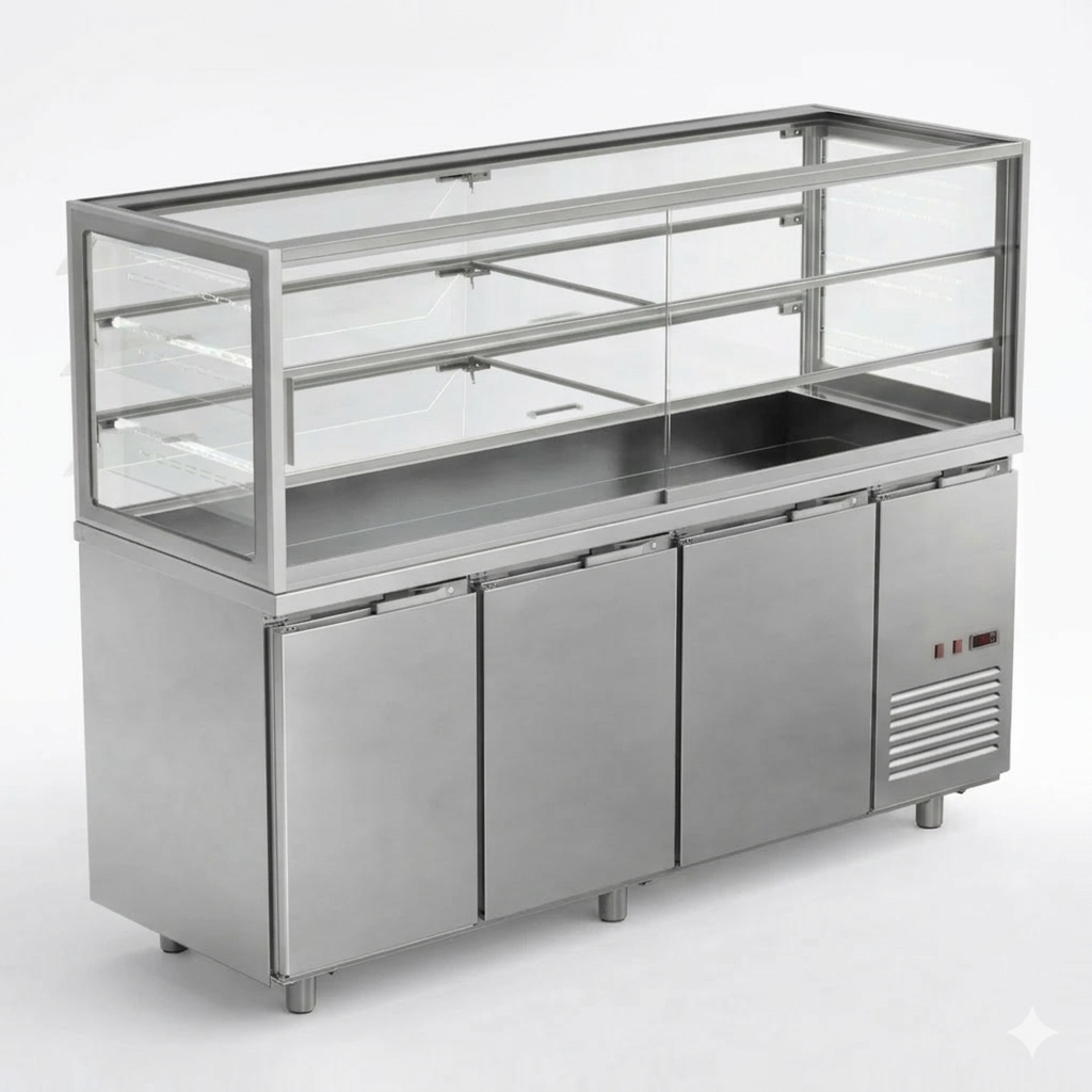 SELF SERVICE DISPLAY WITH FLAP DOORS 1600mm