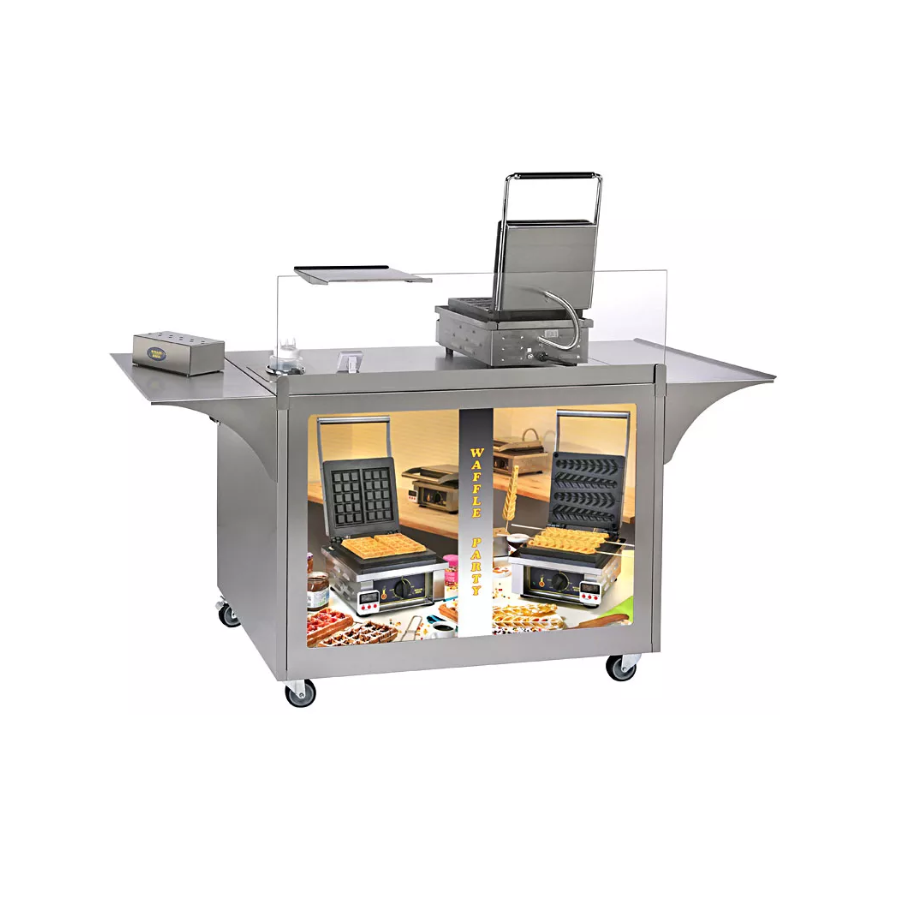 WHEELED STAINLESS STEEL CART FOR WAFFLE CONCEPT