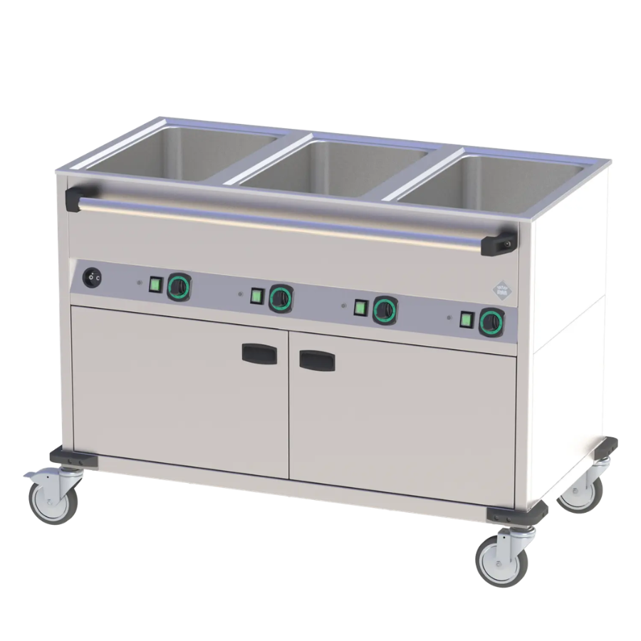 BAIN MARIE TROLLEY ELECTRIC GN 3-1/1 HEATED CUPBOARD CONTROLLERS ON LONGER SIDE | RM - BMPD 3120 CSH